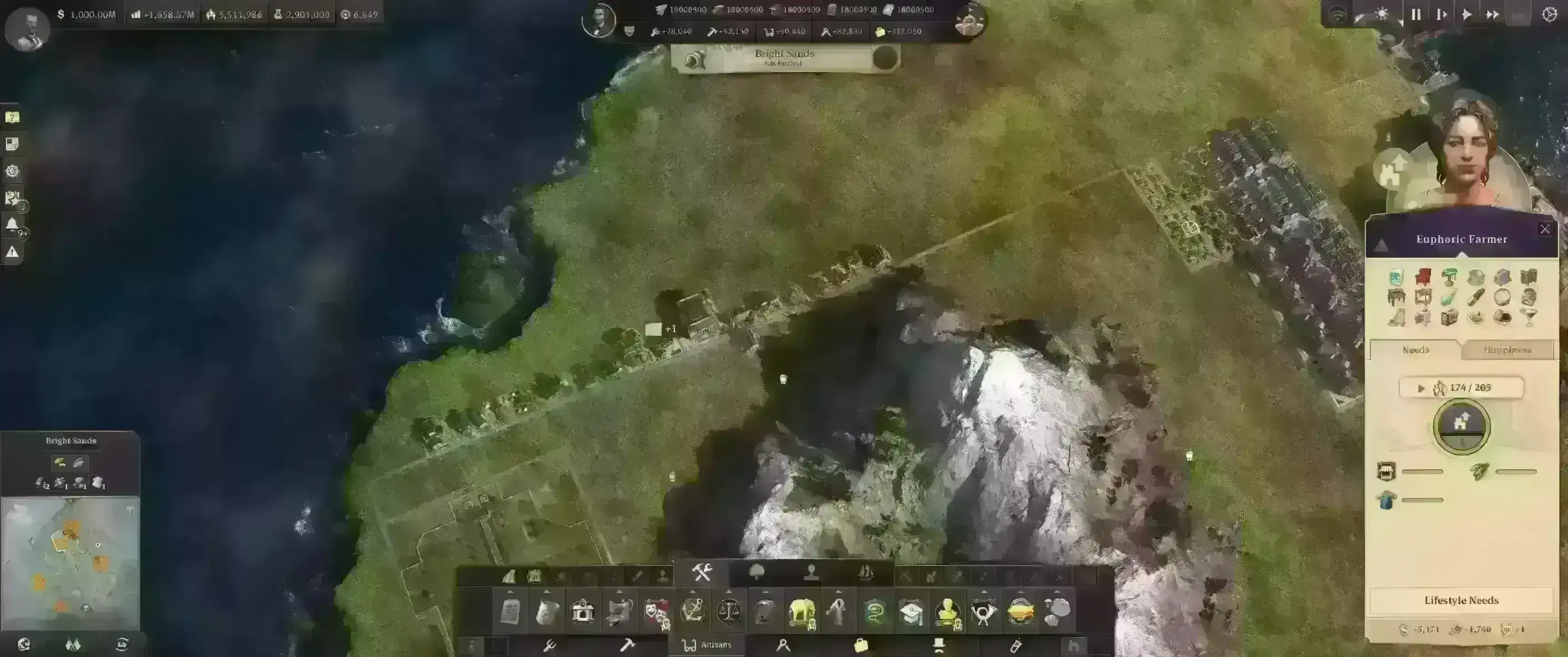 建筑物影响整个岛屿