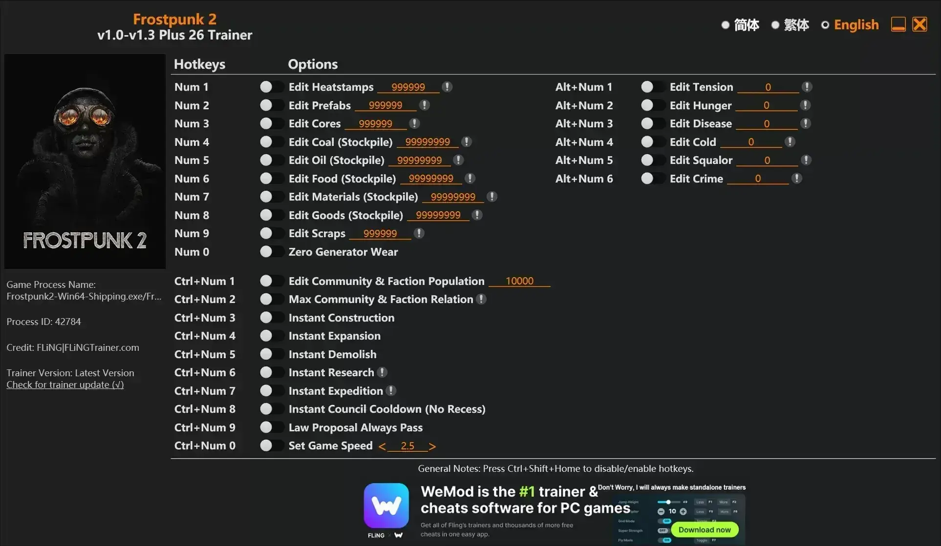 冰汽时代2单机游戏存档编辑器 - Frostpunk 2 Trainer