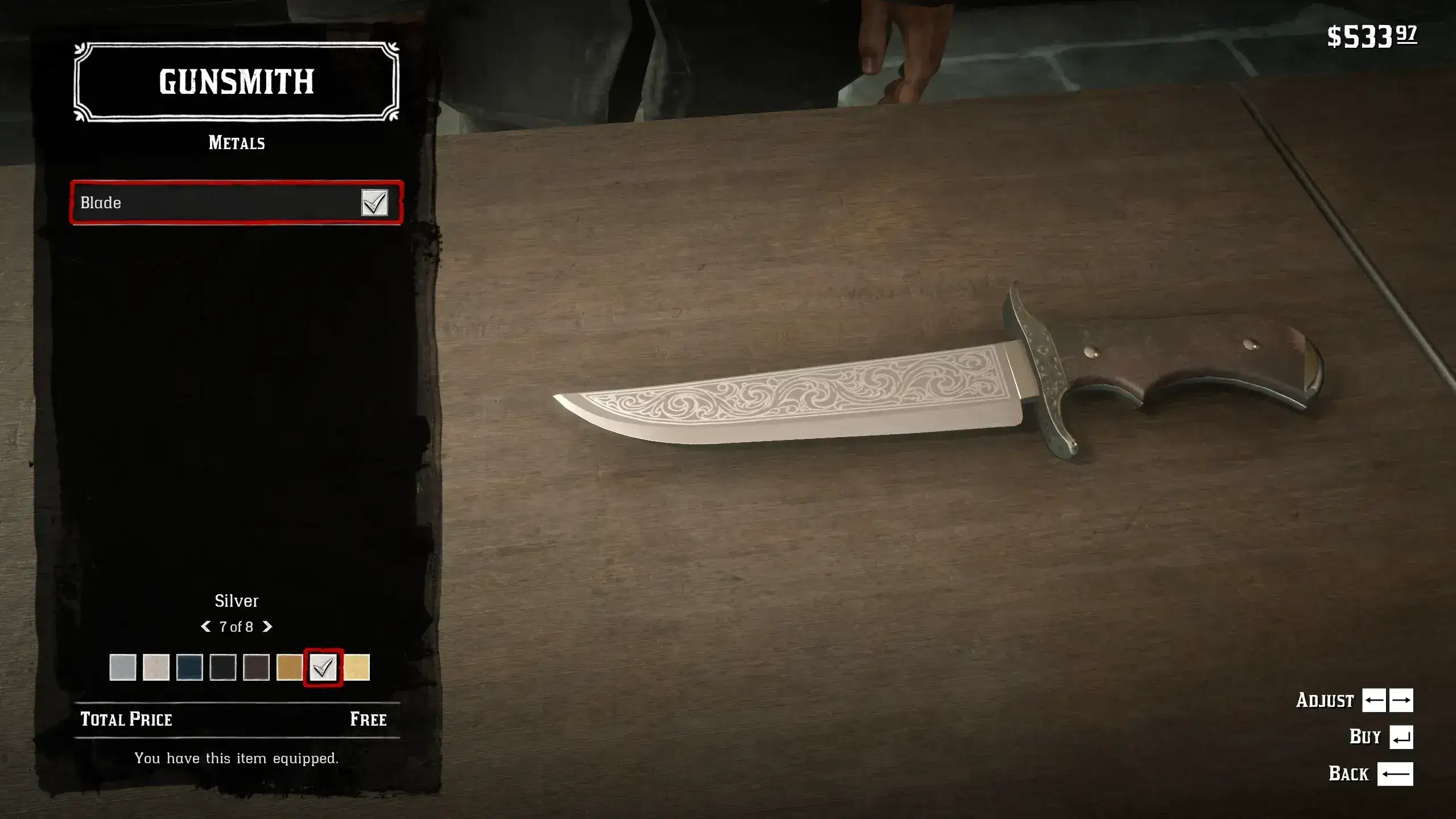 4818.webp 雕刻版达奇的刀替换原版狩猎刀 Engraved Dutch's Knife