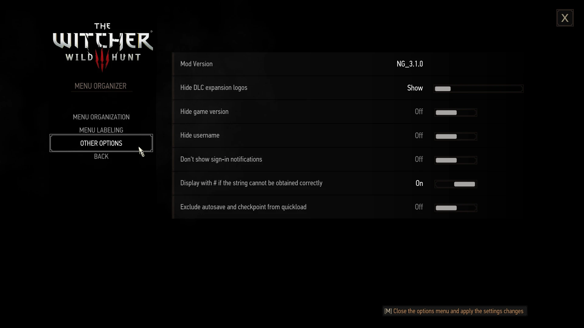 巫师3菜单管理器 - Menu Organizer v3.2.1