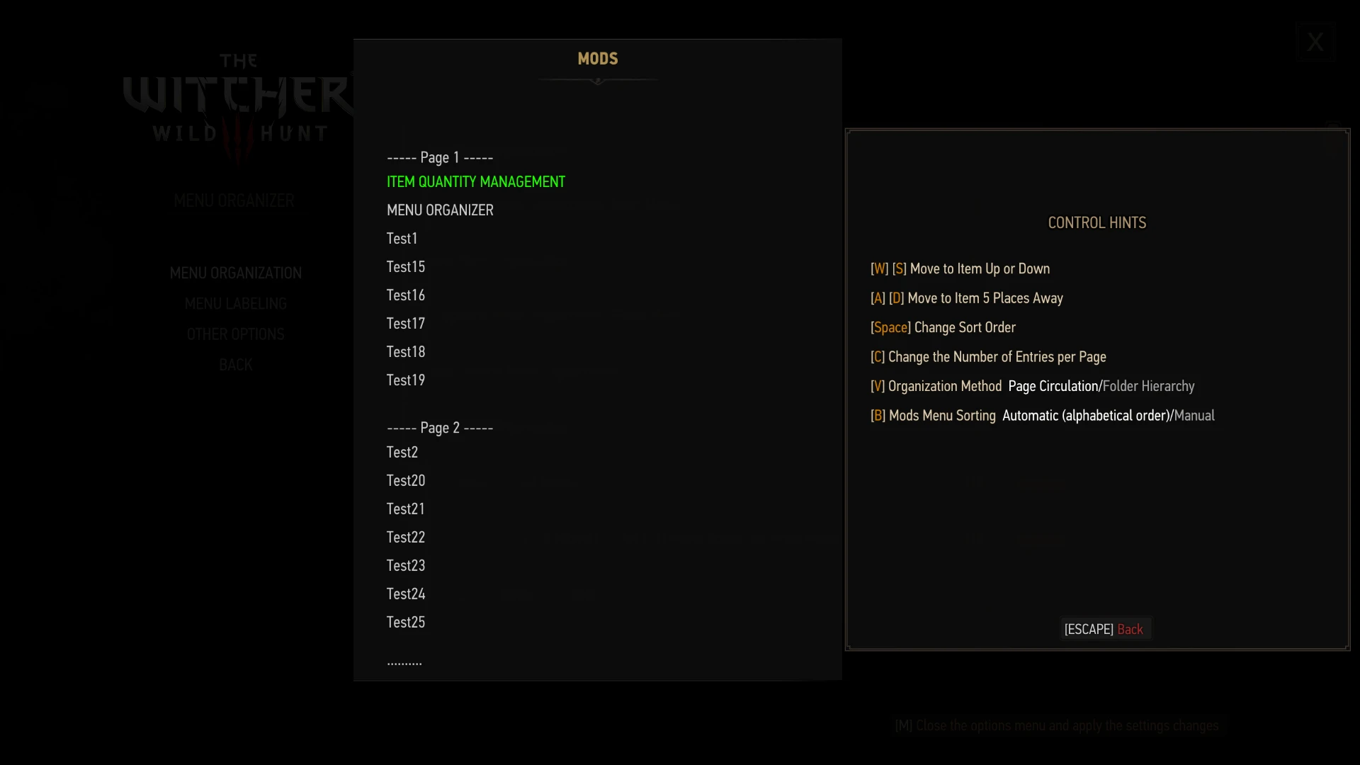 巫师3菜单管理器 - Menu Organizer v3.2.1