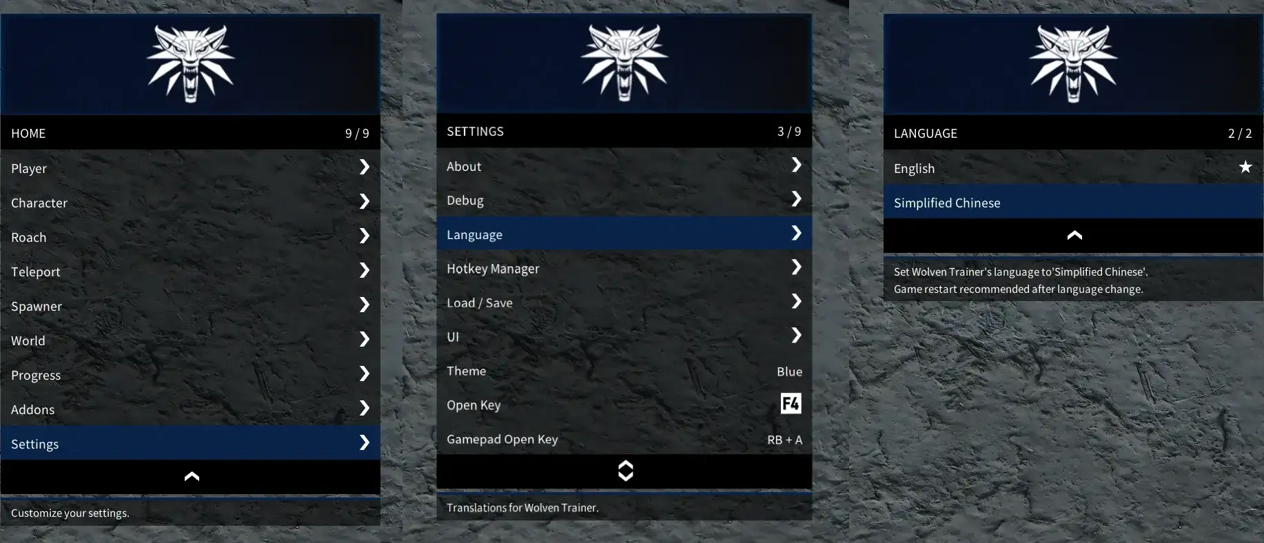 5893.webp 巫师3全功能游戏训练器简体中文翻译补丁 v1.2.1 - Wolven Trainer