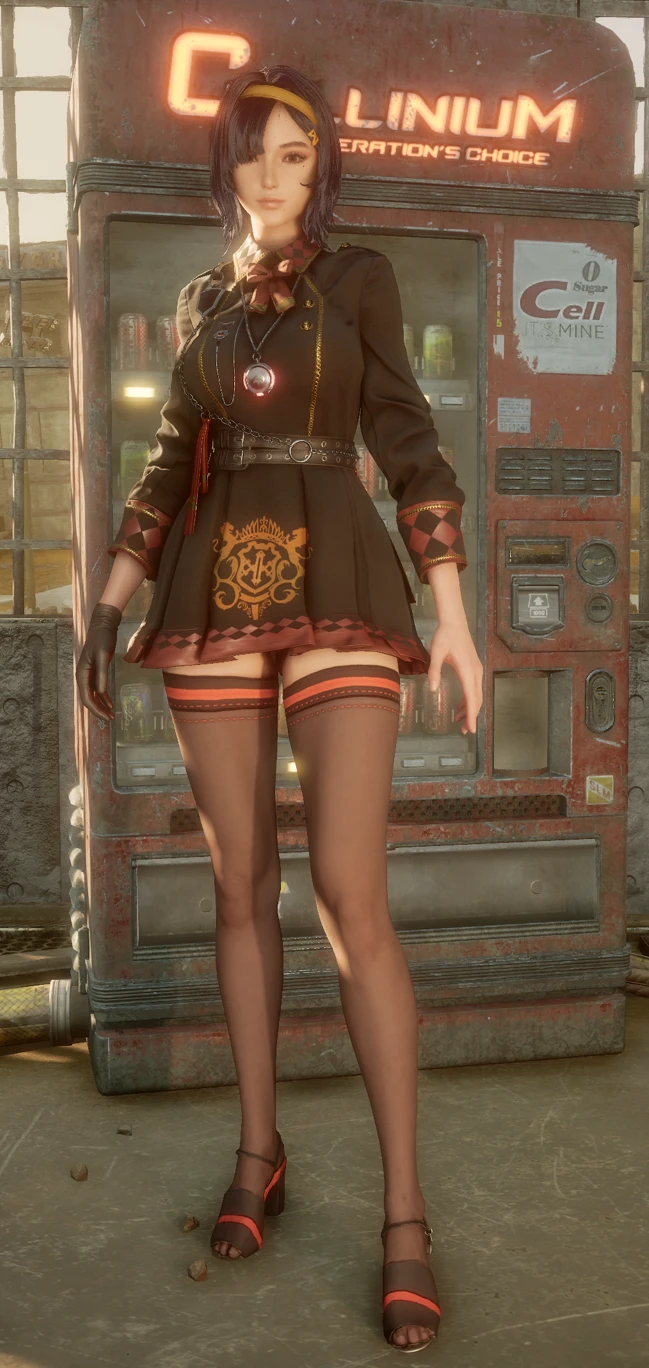 短款黑礼服+高跟鞋